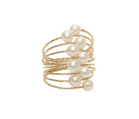 Anello Magic Wire Galassie Spirale in Oro 18Kt e perle Ref. 01-A-GPB-01