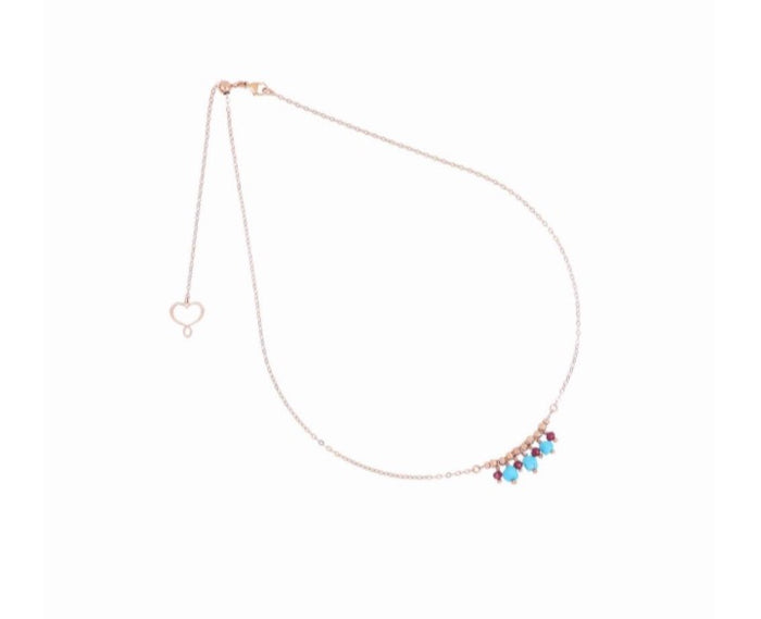 GIROCOLLO CHOKER TURCHESI E GRANATO ROSSO PENDENTE MAMAN ET SOPHIE IN ARGENTO GHTURPN