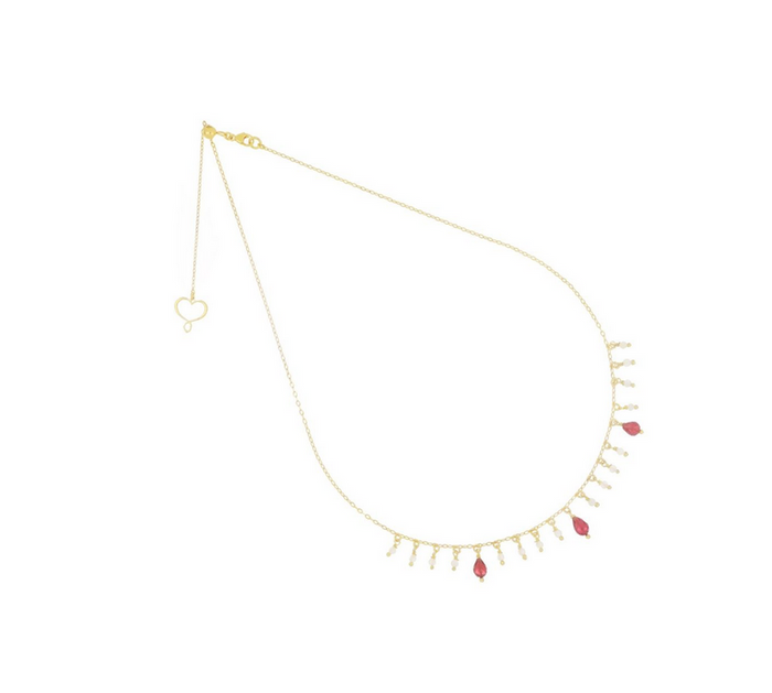 Collana girocollo Maman et Sophie argento giallo perle e granato Ref. ghframp3gr