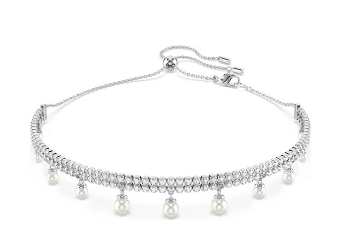 Girocollo Ariana Grande x Swarovski Crystal Pearl Taglio Round Bianco Placcato rodio ref. 5720865
