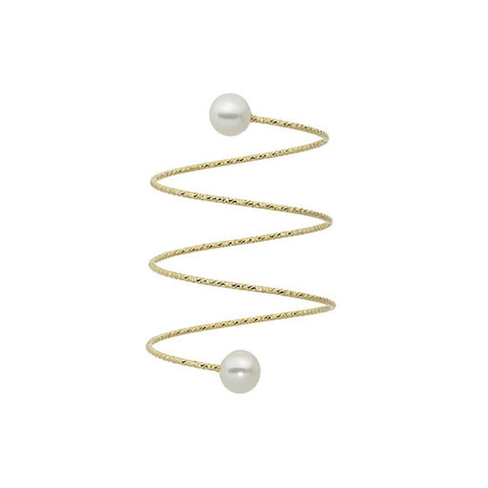 Anello Magic Wire Neve 1/2 Spirale in Oro giallo 18Kt e 2 perle Ref. 426-AS-GPB-01