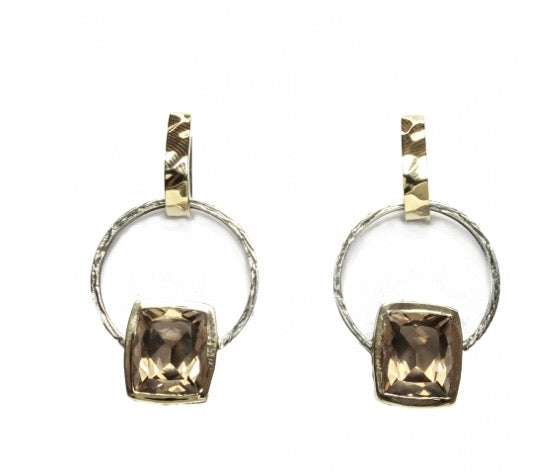 Orecchini Styliano con Quarzo Fumè Argento e Oro BSP1565