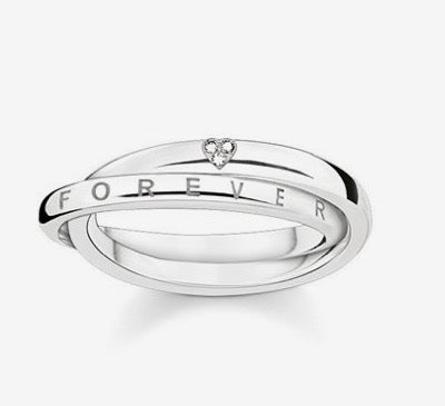 Anello a fascia intrecciata Thomas Sabo con Diamanti