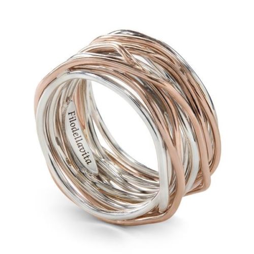 ANELLO FILODELLAVITA 13 FILI ORO ROSA 9KT. e Argento AN13AR