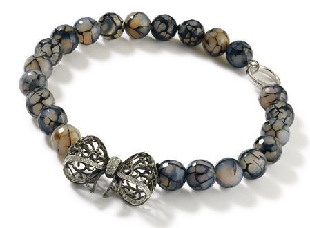 Collana Argento brunito Smalto arancio Pietre di agata CA07280C
