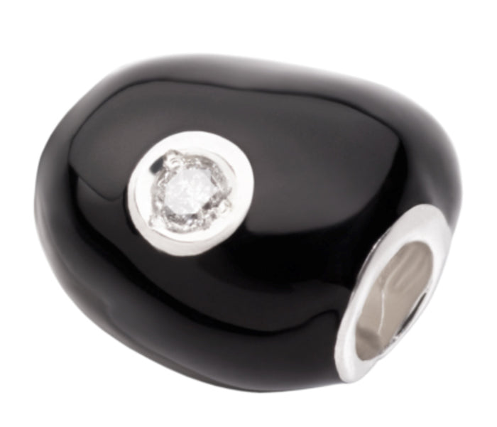 Queriot Civita Sasso grande in argento con smalto cioccolato e diamante