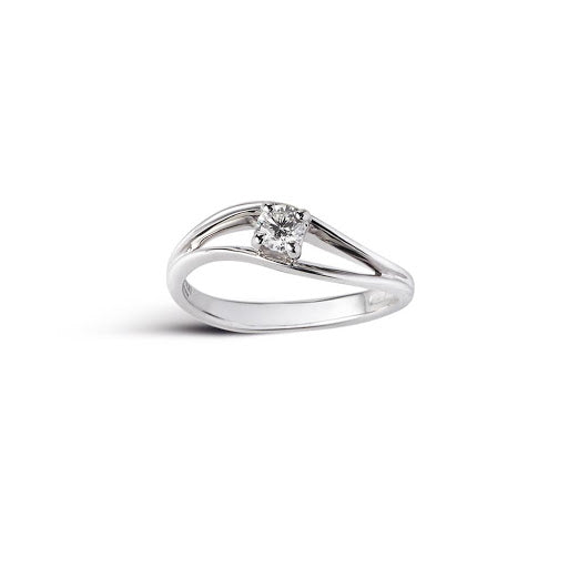 Alfieri & St. John anello Solitario in oro bianco e Diamanti ad onda 027990031501