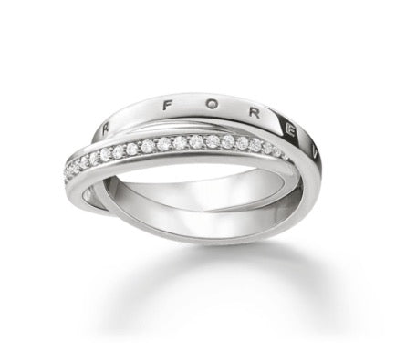 Anello a fascia intrecciata Thomas Sabo con zirconi