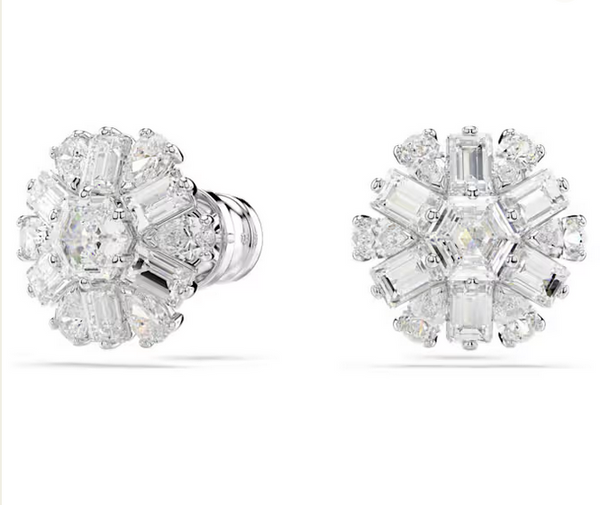 Orecchini a lobo Idyllia Taglio misto, Fiocco Di Neve, Bianchi, Placcato rodio Ref. 5691483