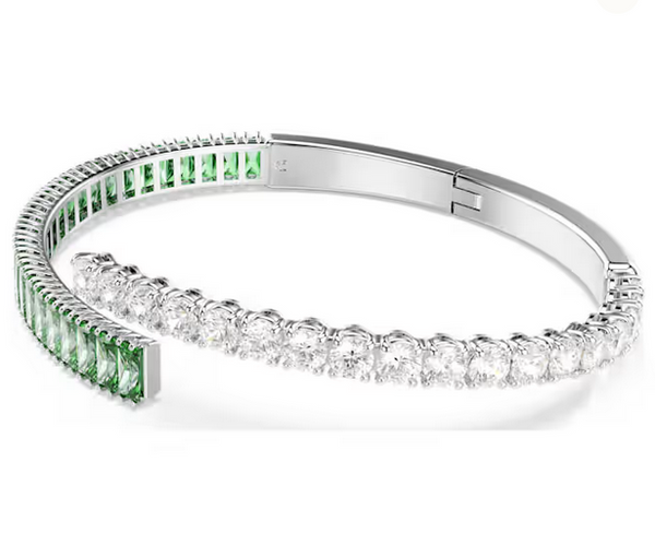 Bracciale Swarovski rigido Matrix Taglio misto, Verde, Placcato rodio Ref. 5722461