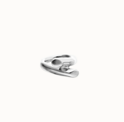 Anello UNOde50 in argento 925 placcato con due forme organiche intrecciate Ref. ANI0861MTL