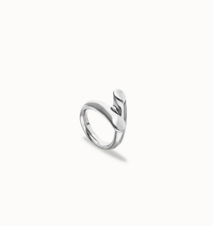 Anello UNOde50 in argento 925 placcato con due forme organiche intrecciate Ref. ANI0861MTL