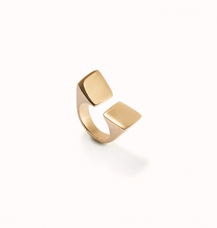 Anello UNOde50 placcato oro 18k finitura liscia e forma quadrata Ref. ANI0822ORO