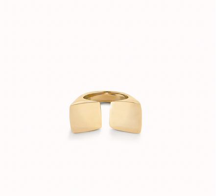 Anello UNOde50 placcato oro 18k finitura liscia e forma quadrata Ref. ANI0822ORO