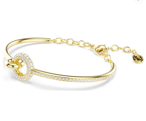 Bracciale Swarovski  Braccialetto rigido Dextera Taglio Round Bianco Placcato color oro Ref. 5743568