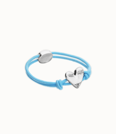 Bracciale UNOde50 Bracciale in filo elastico blu con cuore placcato argento sterling Ref.PUL2641 Az