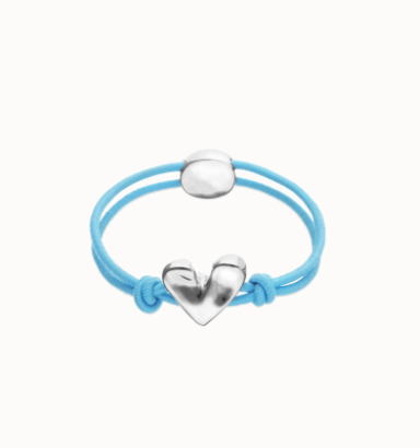 Bracciale UNOde50 Bracciale in filo elastico blu con cuore placcato argento sterling Ref.PUL2641 Az