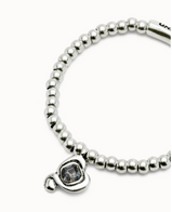 Bracciale UNOde50 a sfere placcate argento Sterling con cuore con cristallo nero Ref.PUL2514N
