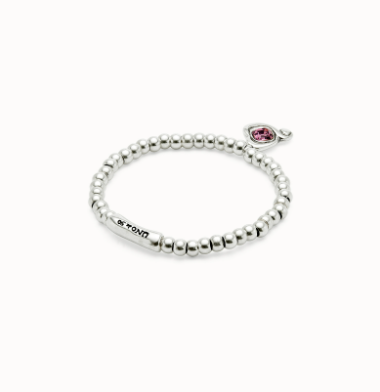 Bracciale UNOde50 a sfere placcate argento Sterling con cuore con cristallo rosa Ref. PUL2514R