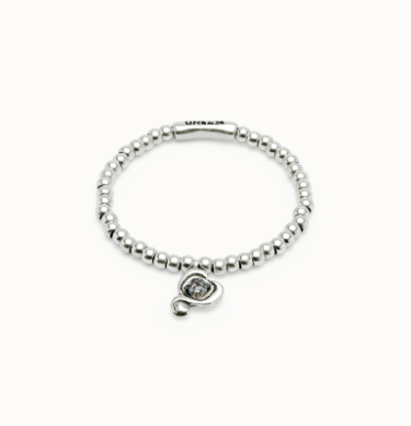 Bracciale UNOde50 a sfere placcate argento Sterling con cuore con cristallo nero Ref.PUL2514N