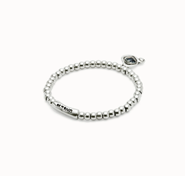 Bracciale UNOde50 a sfere placcate argento Sterling con cuore con cristallo nero Ref.PUL2514N