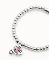 Bracciale UNOde50 a sfere placcate argento Sterling con cuore con cristallo rosa Ref. PUL2514R