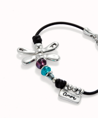 Bracciale UNOde50 con libellula placcato argento sterling e cristalli Ref. PUL2478