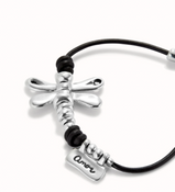 Bracciale UNOde50 di cuoio con libellula placcato argento sterling Ref. PUL2479