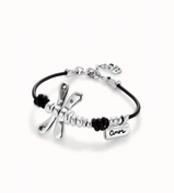 Bracciale UNOde50 di cuoio con libellula placcato argento sterling Ref. PUL2479