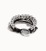 Bracciale UNOde50 di cuoio e placcato argento Sterling Ref. PUL0524