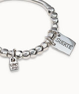 Bracciale UNOde50 di perline, elemento tubolare e piastrina con messaggio placcato argento Ref. PUL1210