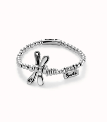 Bracciale UNOde50 elastico con libellula placcato argento sterling Ref. PUL2476