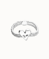 Bracciale UNOde50 elastico doppio in argento sterling con dettaglio di cuore Ref. PUL2637