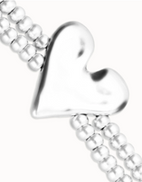 Bracciale UNOde50 elastico doppio in argento sterling con dettaglio di cuore Ref. PUL2637