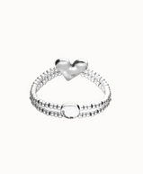 Bracciale UNOde50 elastico doppio in argento sterling con dettaglio di cuore Ref. PUL2637