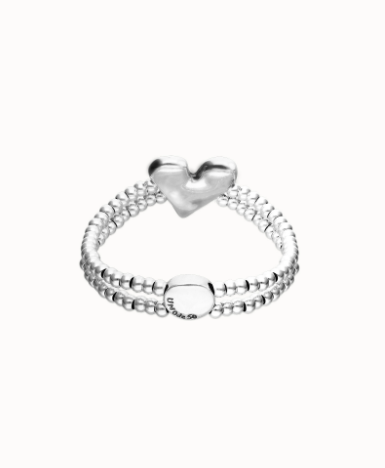 Bracciale UNOde50 elastico doppio in argento sterling con dettaglio di cuore Ref. PUL2637