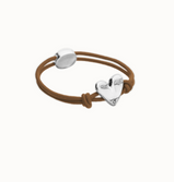 Bracciale UNOde50 in filo elastico marrone con cuore placcato argento sterling Ref. PUL2641