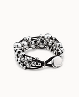 Bracciale UNOde50 largo di cuoio placcato argento Sterling Ref. PUL1861