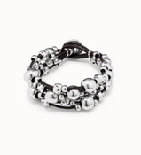 Bracciale UNOde50 largo di cuoio placcato argento Sterling Ref. PUL1861