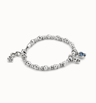 Bracciale UNOde50 placcato argento Sterling con perla e cristallo blu Ref. PUL2376