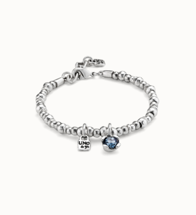 Bracciale UNOde50 placcato argento Sterling con perla e cristallo blu Ref. PUL2376