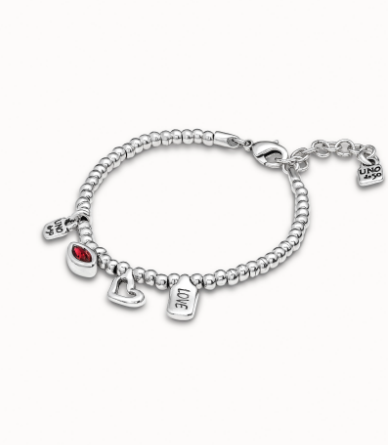 Bracciale UNOde50 placcato in argento sterling con cristallo rosso donna Ref. PUL1852