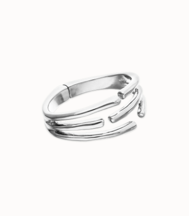 Bracciale UNOde50 rigido con molteplici forme organiche intrecciate placcato in argento 925 Ref. PUL2633