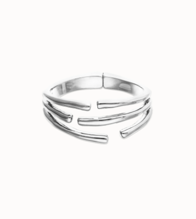 Bracciale UNOde50 rigido con molteplici forme organiche intrecciate placcato in argento 925 Ref. PUL2633