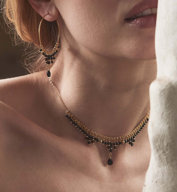 Collana Maman et Sophie argento frange e goccia spinello GHFRASPRI