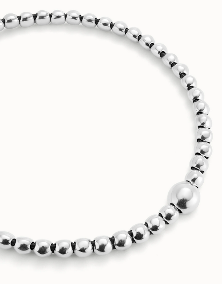 Collana UNOde50 Ciondolo a sfere placcato argento Sterling con sfera centrale di maggiori dimensioni Ref. COL1995