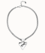 Collana UNOde50 Collana placcata argento con catena grossa e dettaglio di cuore Ref. COL2075