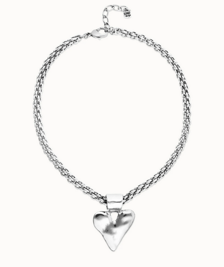 Collana UNOde50 Collana placcata argento con catena grossa e dettaglio di cuore Ref. COL2075