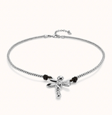 Collana UNOde50 corta placcata argento sterling con libellula centrale Ref. COL1960