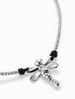Collana UNOde50 corta placcata argento sterling con libellula centrale Ref. COL1960